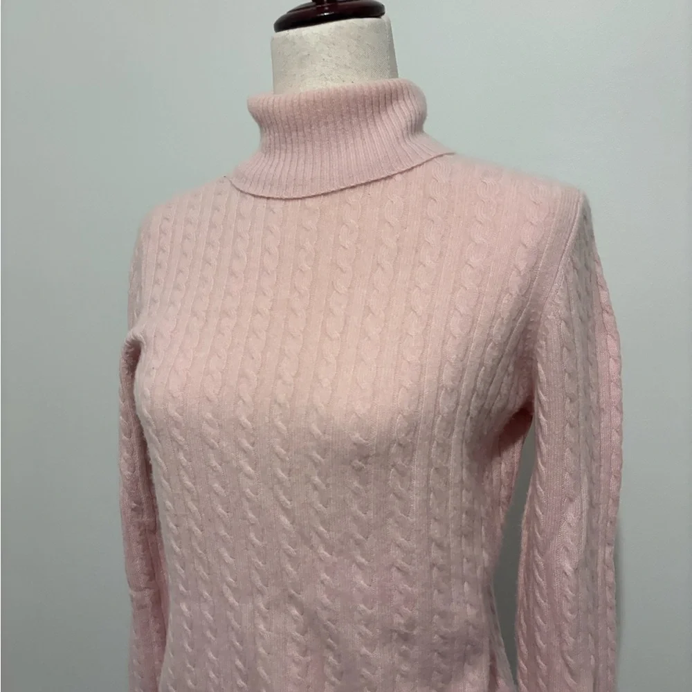 Women’s Charter Club Fitted Turtleneck Cashmere Sweater Light Pink